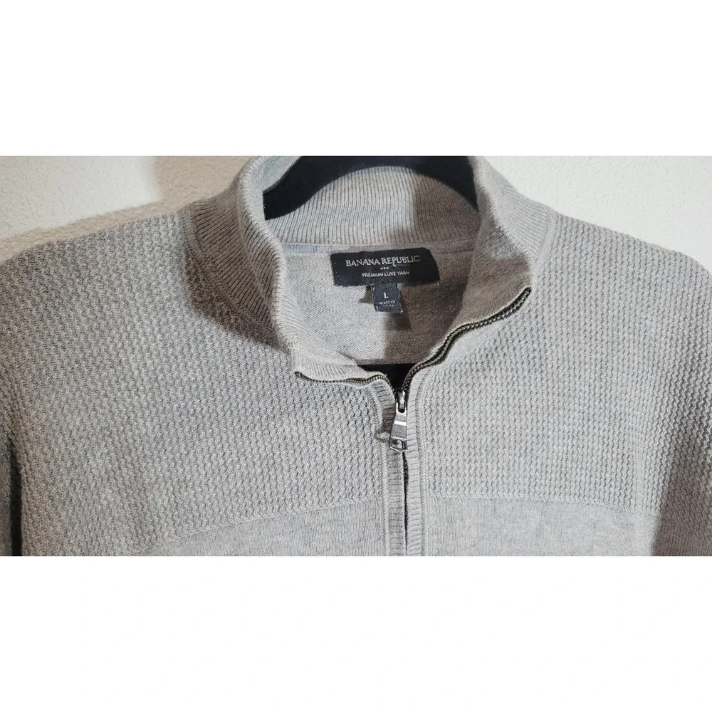 Banana‎ Republic Factory Premium Luxe Yarn Quarter Zip Sweater Gray Men's Large